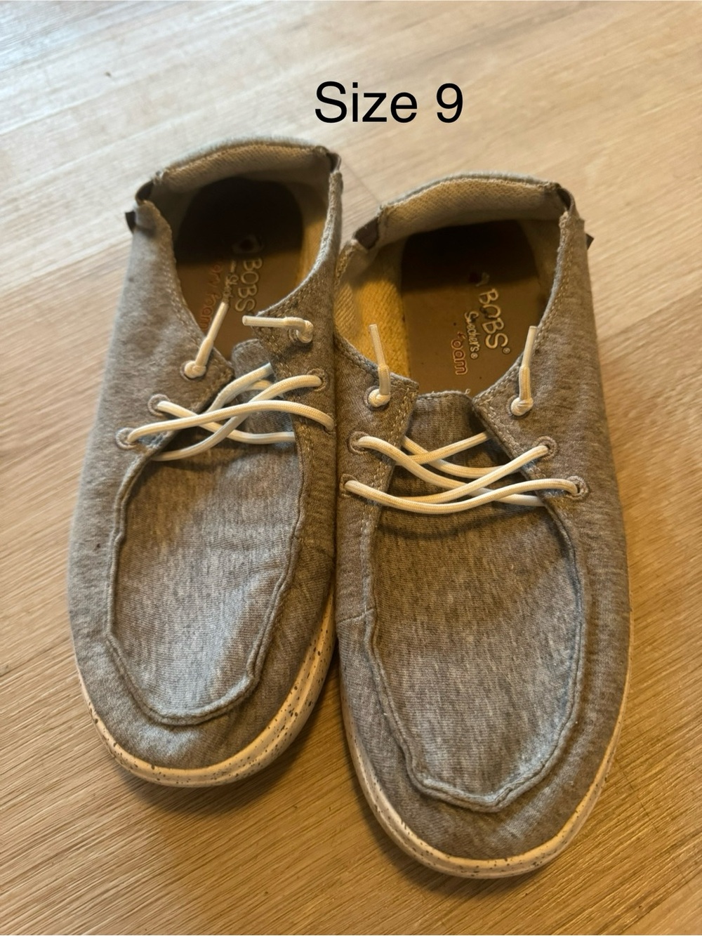 BOBS from Skechers Gray Canvas Boat Shoes with White Laces